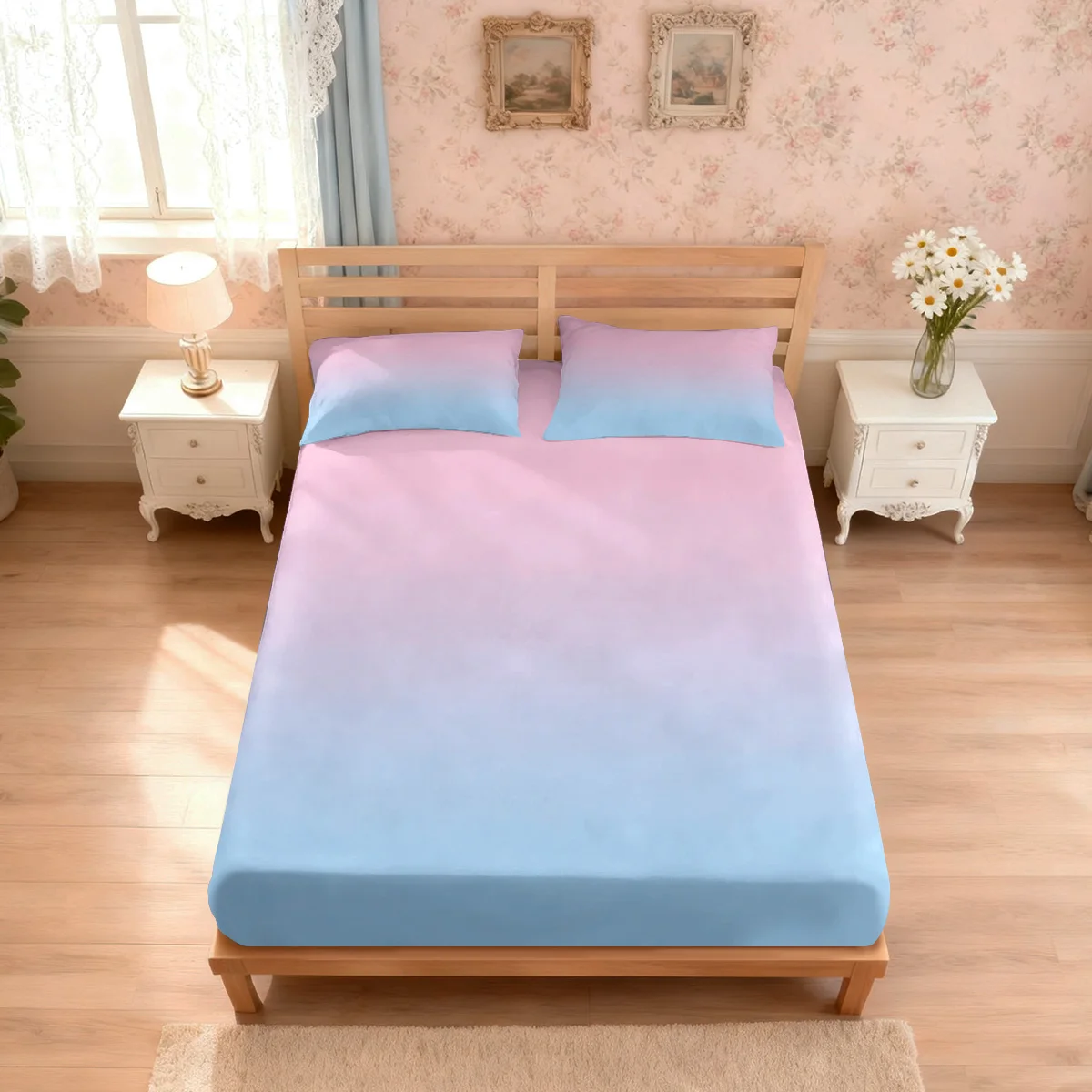 3pcs Minimalist Style Gradually Changing Color Print Coreless Bed Sheet Set Multi Size Soft Bed Cover Bedroom Bedding Decoration