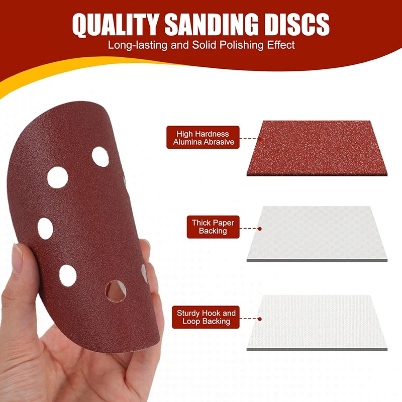 20 Stück 5 Zoll 8-Loch-Scheibenschleifer 125 mm Schleifpapier Holzbearbeitung Metall Schleifpolierwerkzeug Dremel Zubehör Schleifscheiben – Detail 4