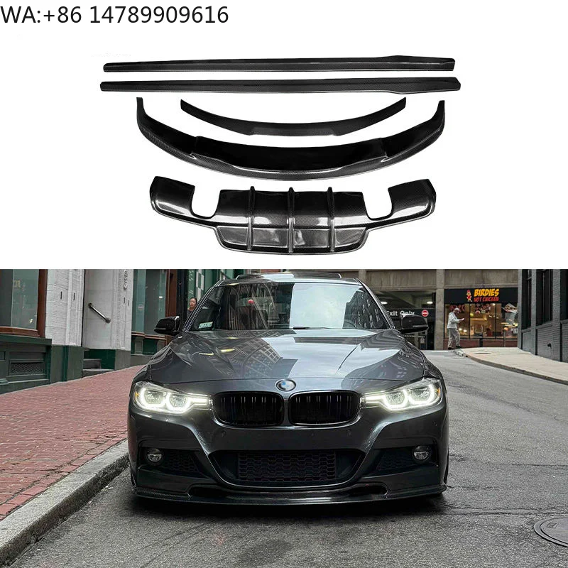 F30 Msport Carbon Fiber Front Lip Rear Diffuser Side Skirt Spoiler for  3 Series F30 Msport 2013-2019