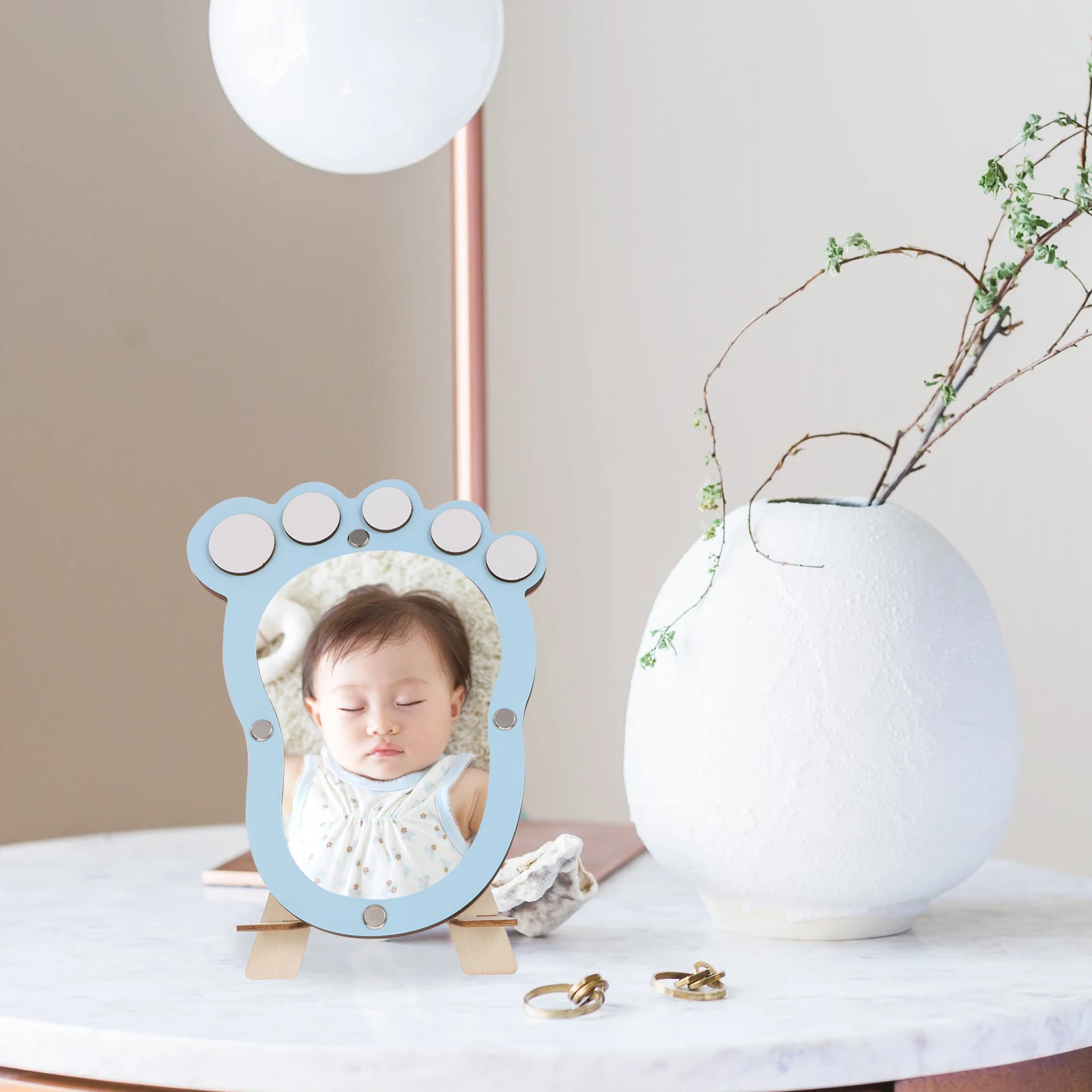 

Wooden Bamboo Photo Frame for Newborn Baby Growth Milestones First Year Girl Boy Footprint Creative Home Decoration