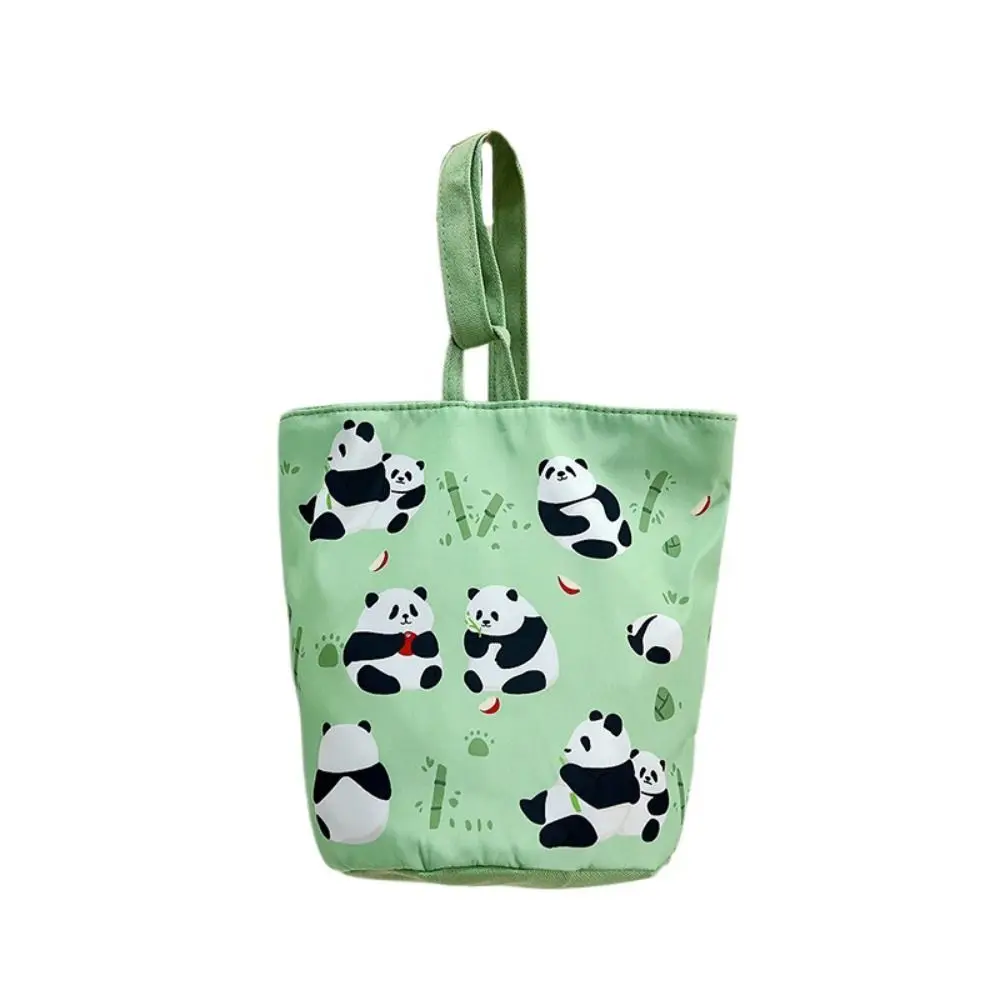 

Panda Cartoon Canvas Bucket Bag Cartoon Girl Cat Rabbit Print Handbag Letter Korean Style Ins Style Tote Bag Girls//Students