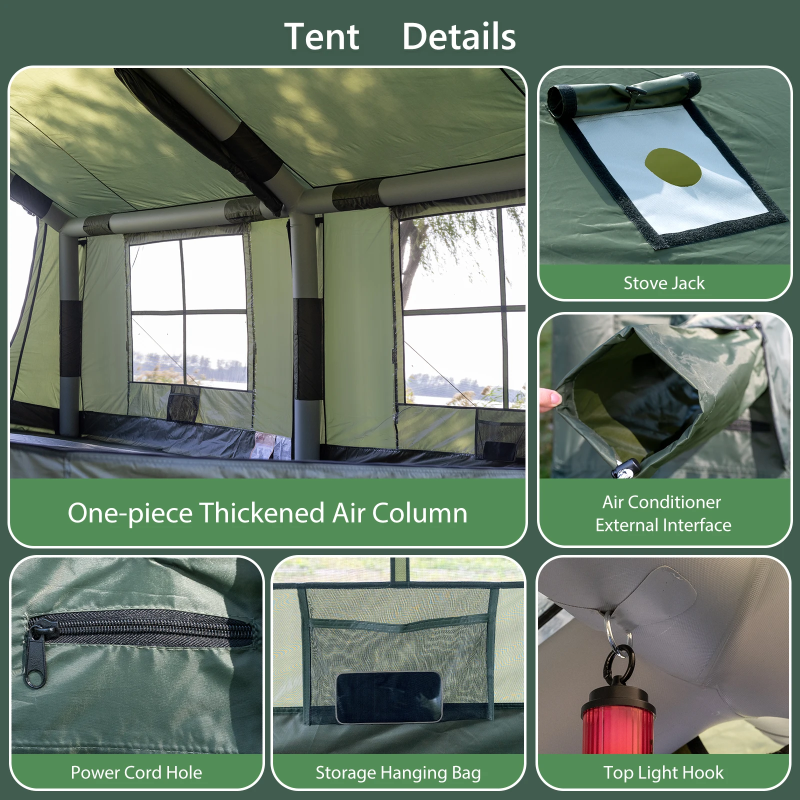 Luxury Large Inflatable Air Tent 17.8㎡ Extra-Living Space Waterproof Family Tent for Four Season Glamping