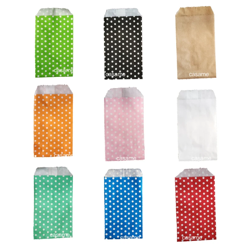 25 pcs 8x15 CM Small Paper Pouch Dot Kraft Paper Candy Biscuit Bags Packing Pouch Bag Birthday Wrapping Supplies Pastry Tool