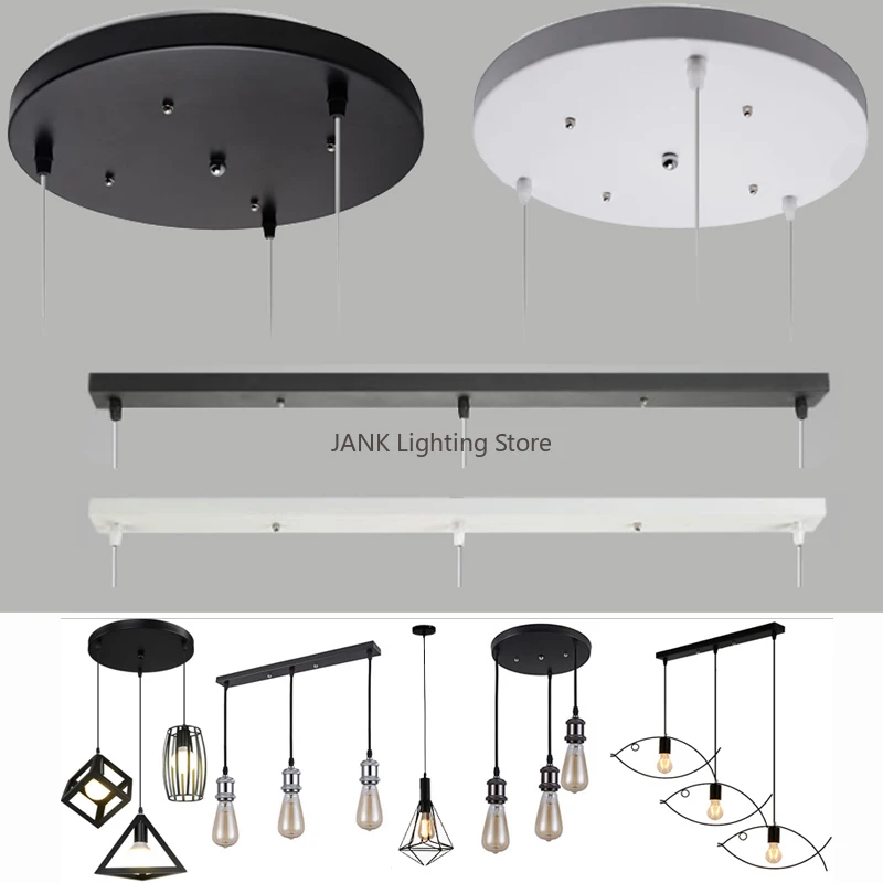 Ceiling Mounted Base Canopy Plate DIY Round ，Rectangle， Multi Heads ，Chandeliers Pendant Light  Black White Accessories