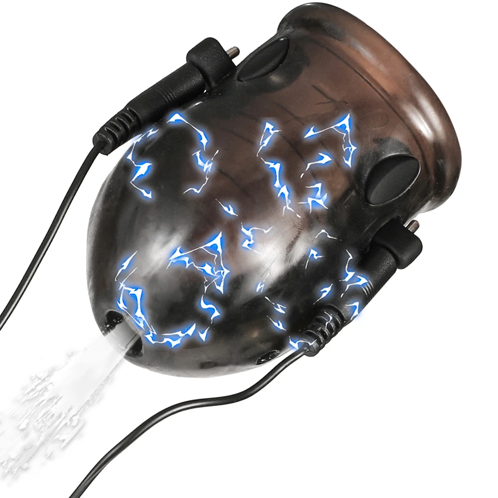Shock Electric Glans Cap Vibrator With Player Penis Cage Electric Shocking Chastity Device Tens Penis Sleeve Medical Themed Toys