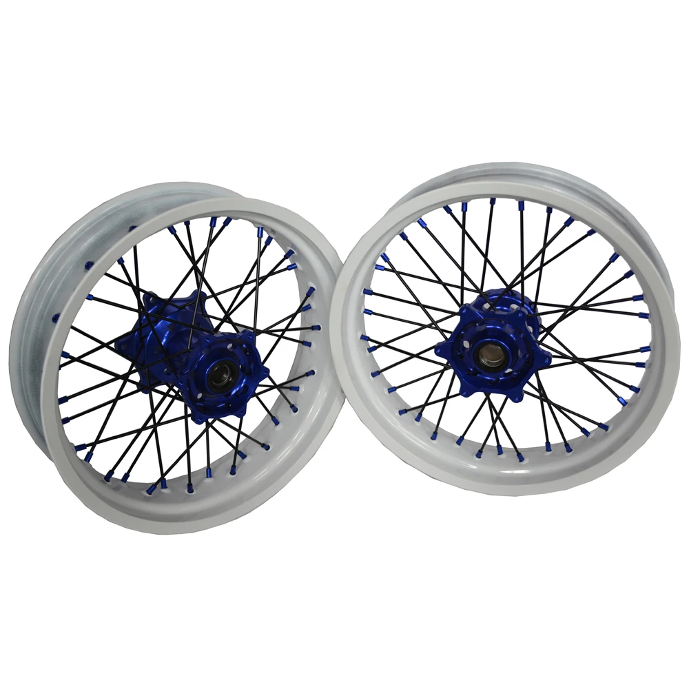 Supermoto Wheel Set Aluminum Alloy 17 Inch White Supermotard Motorcycle Wheel Set For YAMAHA YZ/YZF 125 250