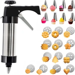 Stainless Steel Cookie Press Kit Biscuits Press Gun Set Cake Decorator Tool Cookie Press Gun Kit DIY Baking Tool Kitchen Gadgets