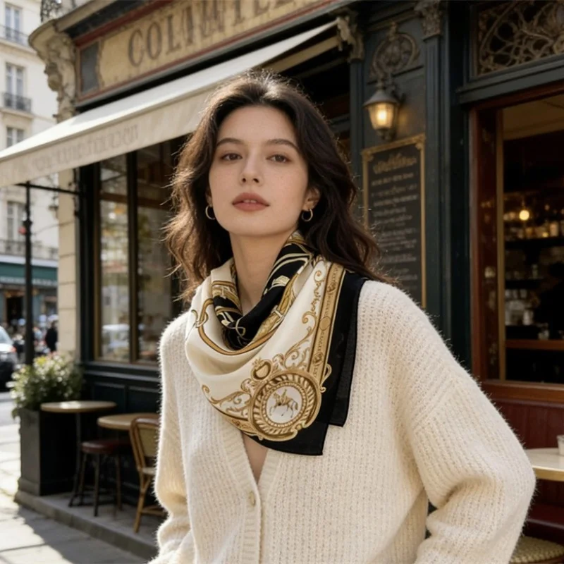 Double crepe Mulberry Silk Silk Scarf Sunscreen Scarf Breathable Fashion Sunscreen Thin Cool Scarf Collection Dress Accessories