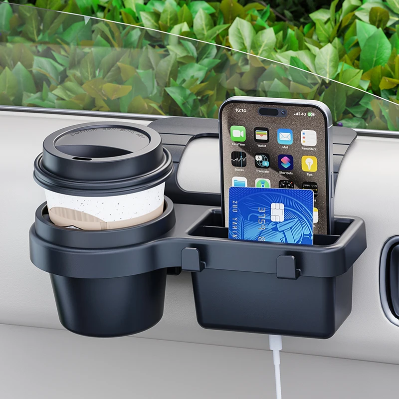 Universal Car Cup Mount With Phone Holder Automotive Drink Bottle Organizer Auto Car Vehicle Water Cup Holder Stand