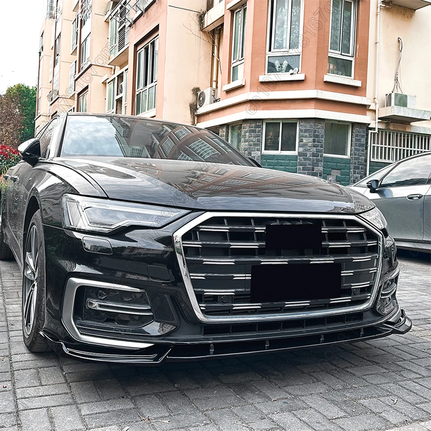 

3PCS Front Lip Spoiler For Audi A6 C8 Sline 2018-2025 Maxton Style Front Bumper Splitter Car Exterior Modification Accessories