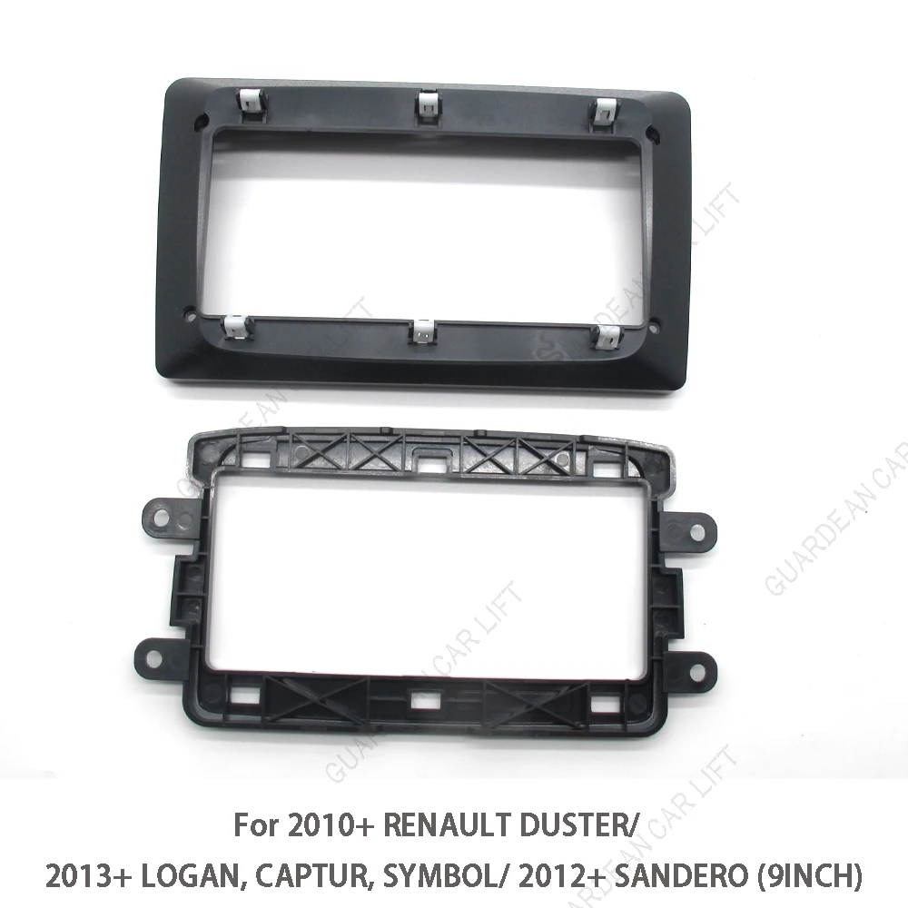 For 2010+ RENAULT DUSTER/ 2013+ LOGAN, CAPTUR, 2012+ SANDERO 2 Din 9Inch Car Radio DVD Plastic Fascia Head Unit Panel Frame Trim