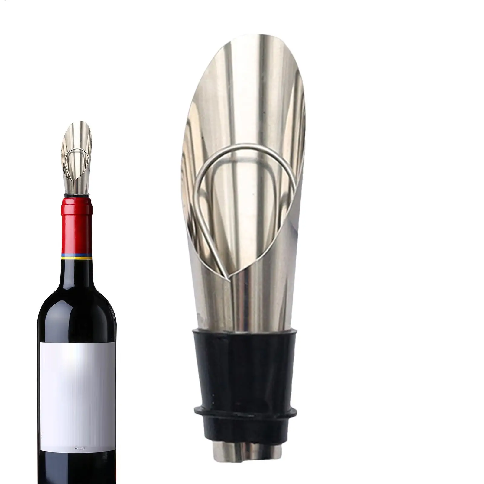 Stainless Steel Wine Stopper Pourer Metal Wine Pouring Drain Bar Home Wine Set Wine Stopper Champagne Stopper ﻿