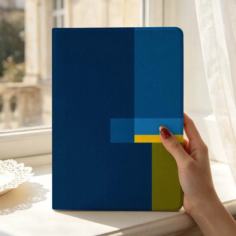 Abstract Blue Block Soft For Samsung Galaxy Tab S11 S10 S9 S8 S7 S6 A9 A8 A11 Lite FE Plus Pen Tray Tablet Case