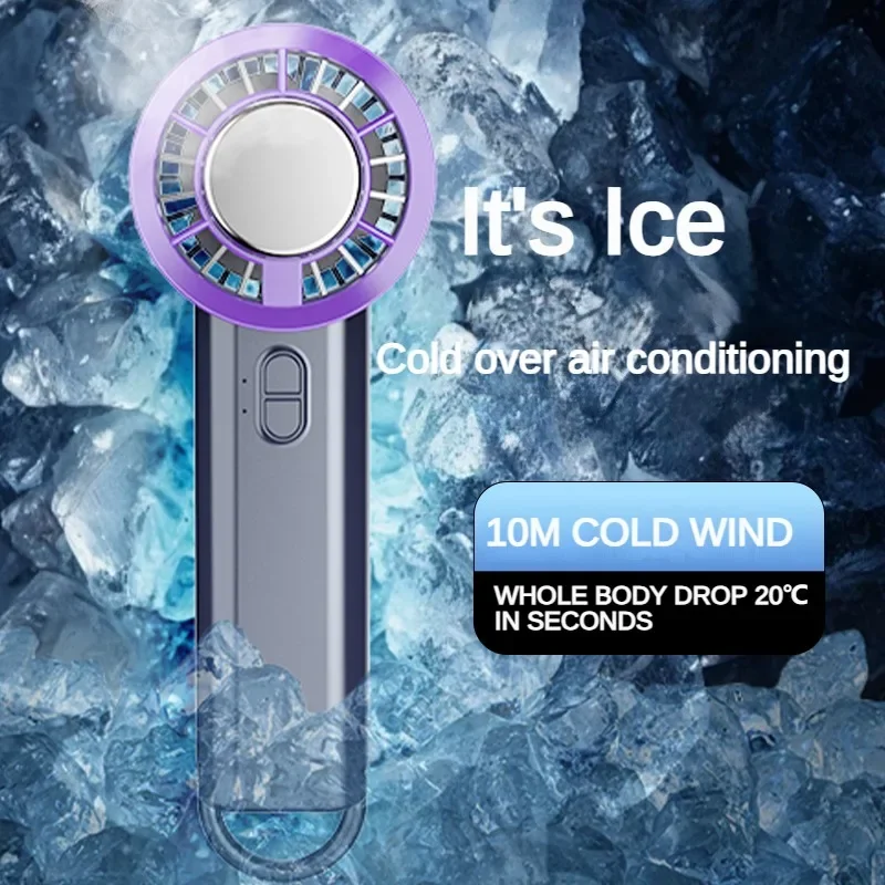 

Handheld Ice Compress Fan USB Rechargeable Semiconductor Refrigeration Portable Small Charging Turbo Mini Fan Air Conditioner