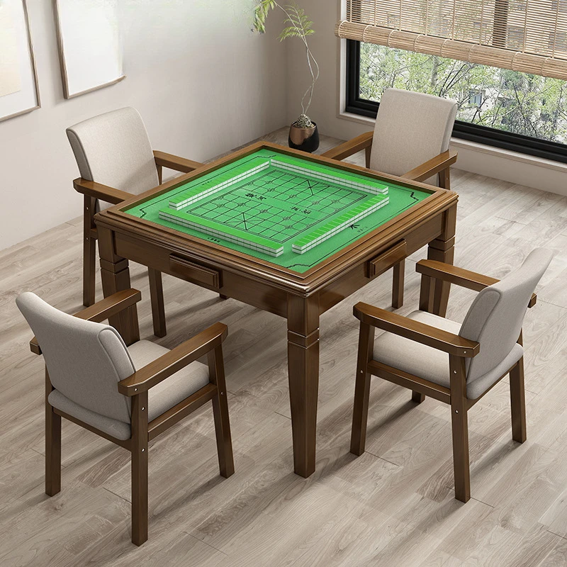 

High-end solid wood home hand rubbing sparrow table dining table dual-purpose dormitory mahjong chess and card