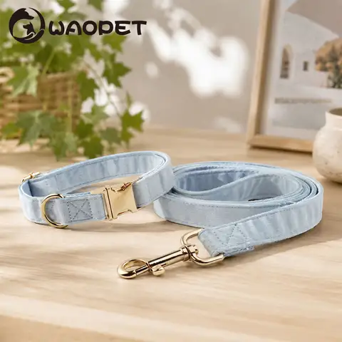 Coleira e Guia para Cães de Porte Médio e Grande, Coleira de Veludo Super Macia com Alça de Tecido, Acessórios para Gatos, Várias Cores à Escolha