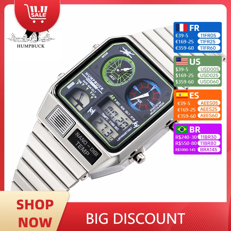 HUMPBUCK Trendy Design Waterproof Stopwatch Watch Stylish Hot Seller with Date Display and Week Function Watch