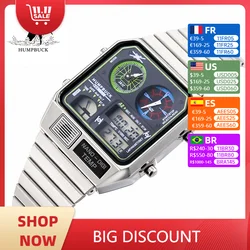 Top Luxury Stainless Steel Strap Countdown Sport Watches Mens 3bar Waterproof Back Light Digital Wristwatch