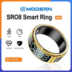 Nuevo anillo inteligente R08 para mujeres y hombres, resistente al agua hasta 5ATM, Bluetooth 5,1, control del ritmo cardíaco y del oxígeno en sangre, múltiples modos deportivos, anillo inteligente