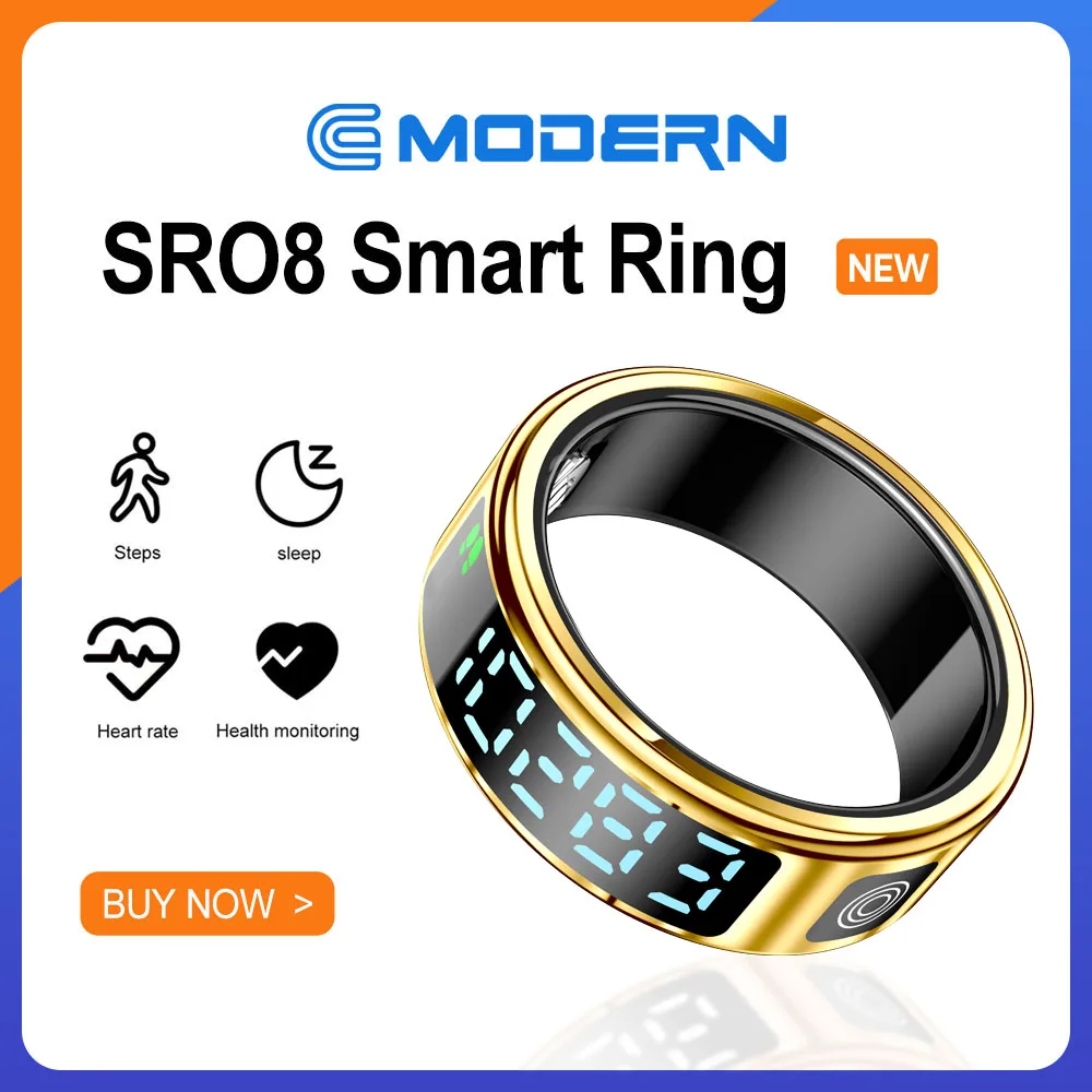 NEW R08 Smart Ring For Women Men 5ATM Waterproof Bluetooth 5.1 Heart Rate Blood Oxygen Monitoring Multi Sports Modes Smart Ring