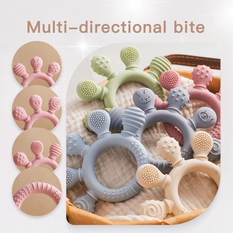 Baby Silicone Teethers Animal Food Grade Silicone Baby 0-12 Toys Silicone Teeth Grinding Stick Newborn Pacifier Accessories Toys