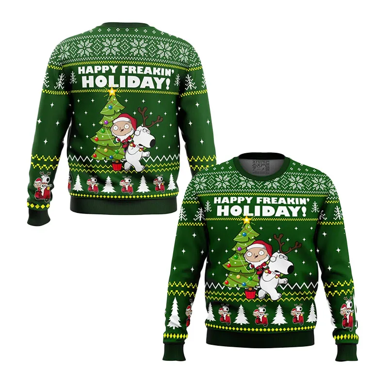 Family Guy Ugly Christmas Sweater Classic Fashion Versatile Breathable Moisture Removal Suitable For Christmas Movie Night