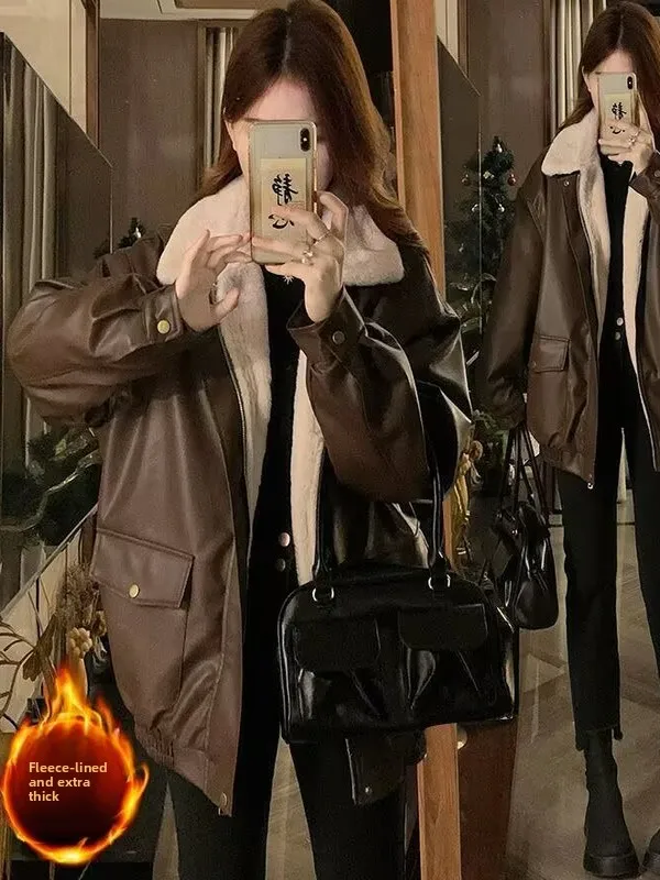 

Мужское зимнее свободное хлопковое пальто из искусственной кожи с подкладкой American Sle Fce, мотоциклетный хлопковый костюм