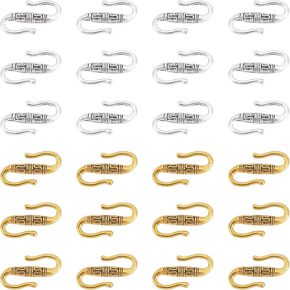 

100pcs S-Hook Clasps Alloy Toggle Clasps S-Shaped Wire Hook Clasp Jewelry Connectors for Choker Necklace Charms Bracelet Key