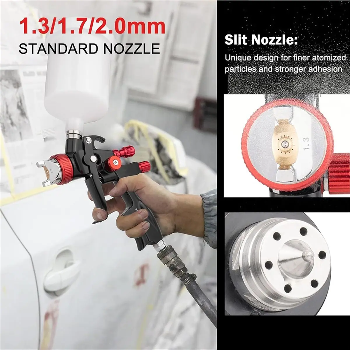 A612P ~HVLP Air Kit for Automotive Painting with 1.3/1.7/2.0 mm Nozzles, Air Regulator & Separator