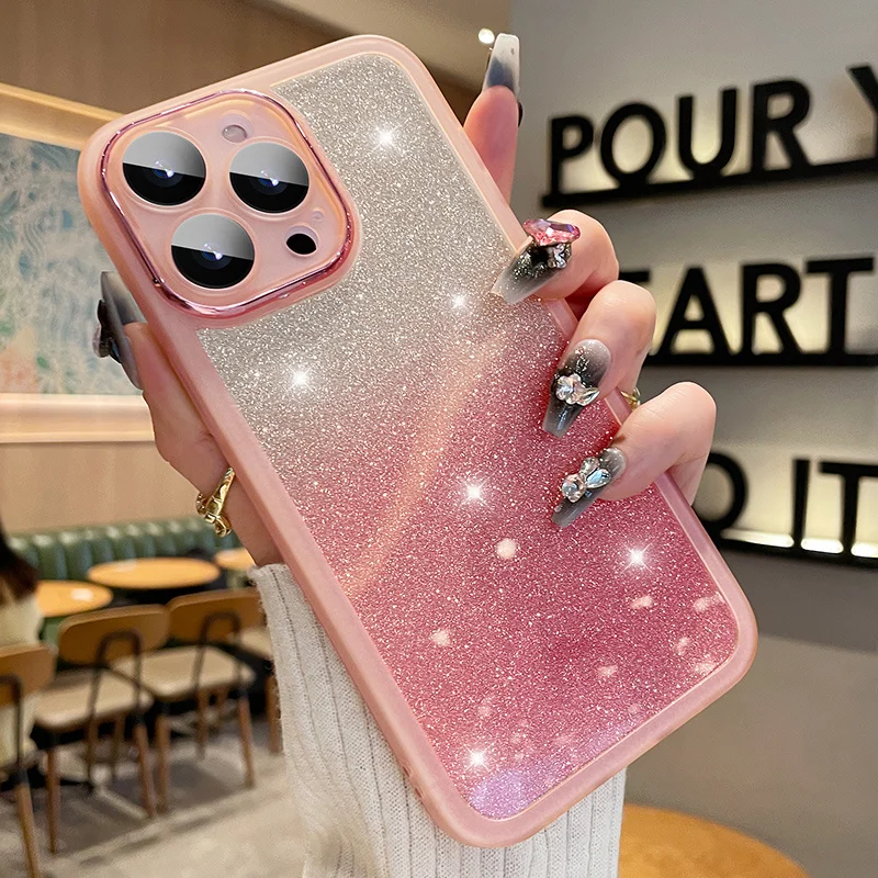 Luxury Glitter Shining Silicone Case For Samsung Galaxy M04 M13 M14 M15 M23 M32 33M34 M53 M54 5G Lens Protection Soft TPU Cover