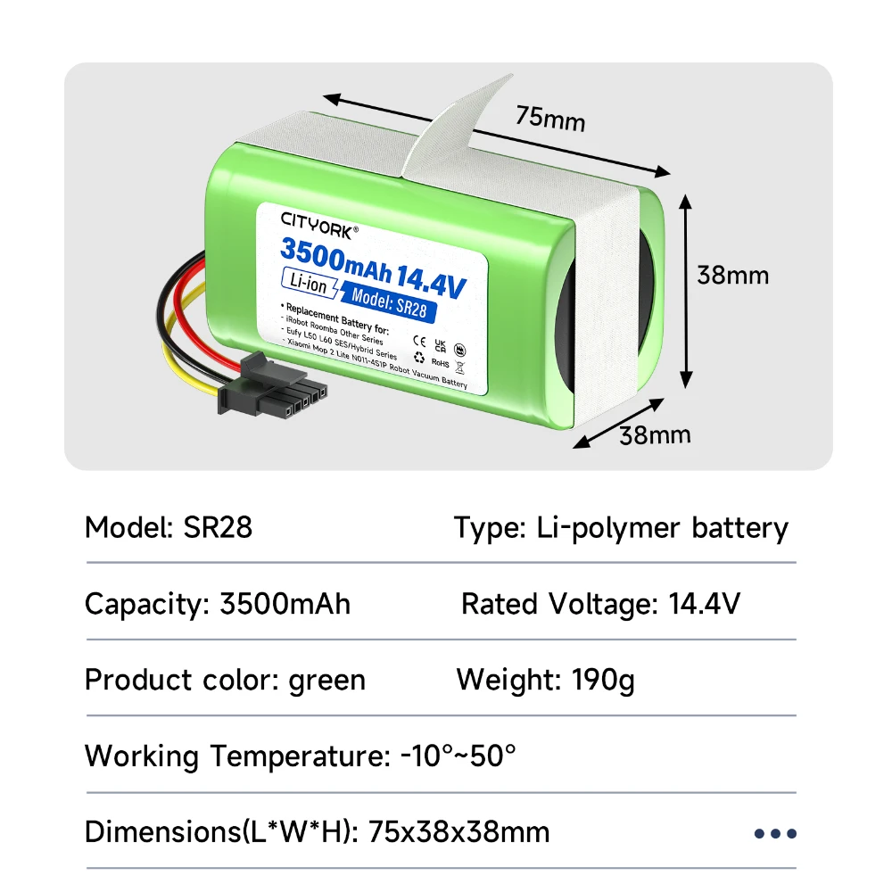 بطارية مفرغة روبوت 14.4 فولت 3500 مللي أمبير في الساعة لبطارية ليثيوم أيون Eufy L50 L60 SES/Hybrid Series Xiaomi Mop 2 Lite N011-4S1P #6