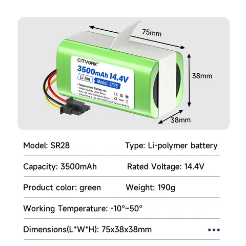 Eufy L50 L60 SES/하이브리드 시리즈 Xiaomi Mop 2 Lite N011-4S1P 리튬 이온 배터리 용 14.4V 3500mAh 로봇 진공 배터리