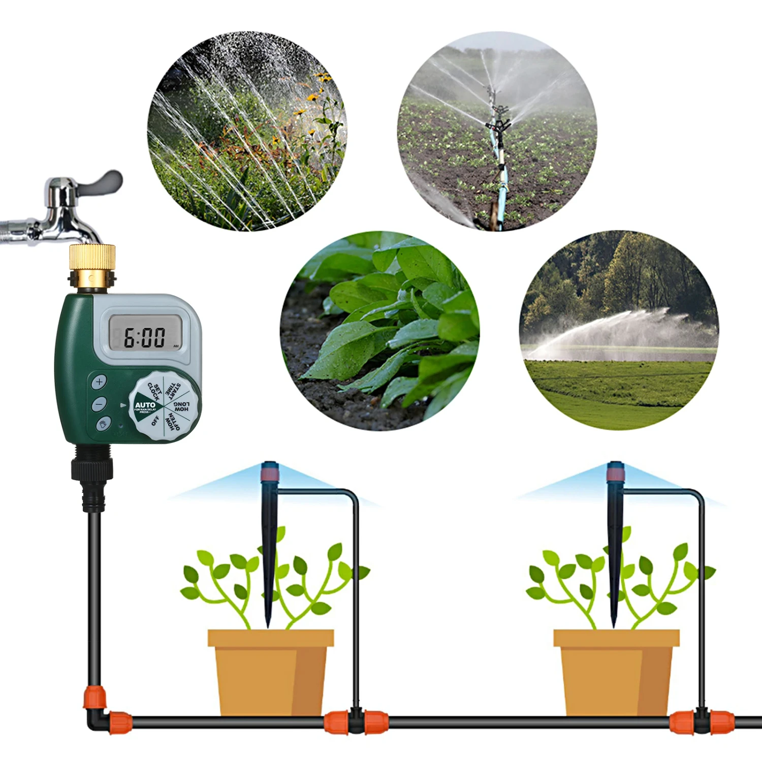 Automatic Irrigation Controller Water Timer Digital Tap Garden Watering System