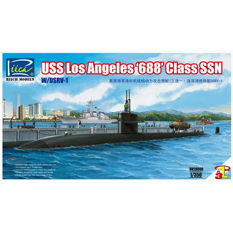 

Модели Riich RN28008 1/350 USS Los Angeles «688» класса SSN с DSLRV-1 — комплект масштабной модели