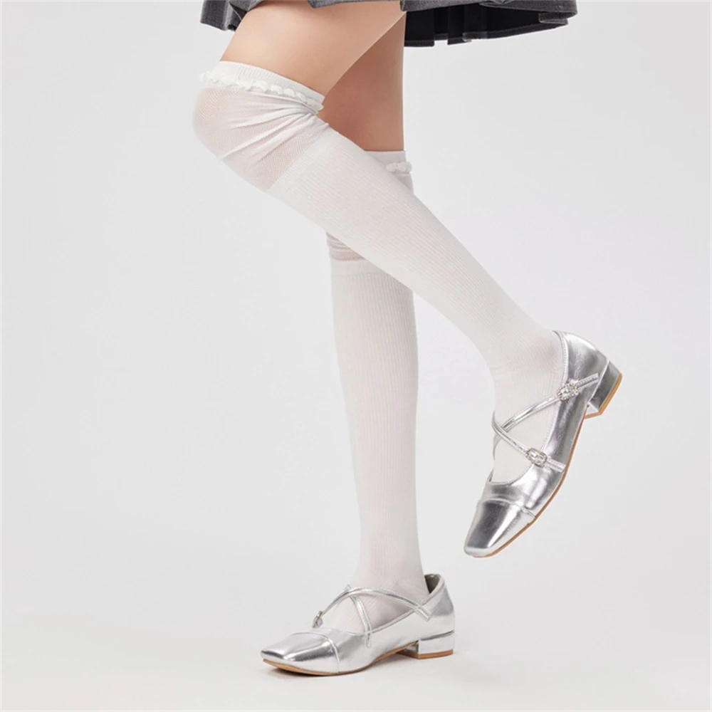 Simple Black Cotton Calf Over-the-knee Long-tube Socks Women's All-match Spring Summer Gray Thin Simple Korean Version Stockings