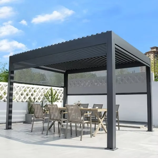 Any Size Custom Modern Smart Electric Aluminum Glass Pergola Powder Coated Louvered Canopy UV Waterproof Custom Patio Shelter