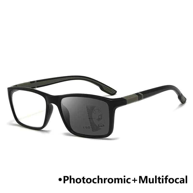 Vintage fotochromowe wieloogniskowe okulary do czytania antypoślizgowe inteligentne okulary do starczowzroczności okulary o wysokiej rozdzielczości blokujące niebieskie światło