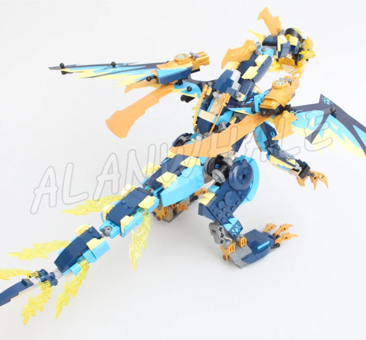 Kendobi Elemental Dragon vs The Upgrade Flying Vehicle, Mech Gold Bladed, importer Night Toys, Compatible avec Model, 1038, 1796 Pcs