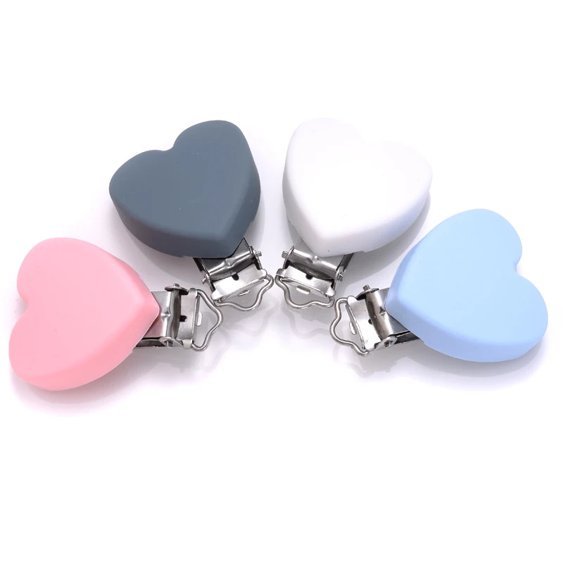 3Pcs Silicone Heart Shape Pacifier Clip DIY Baby Soother Nursing Dummy Holder Draft Teething Molar Toys Clips BPA Free