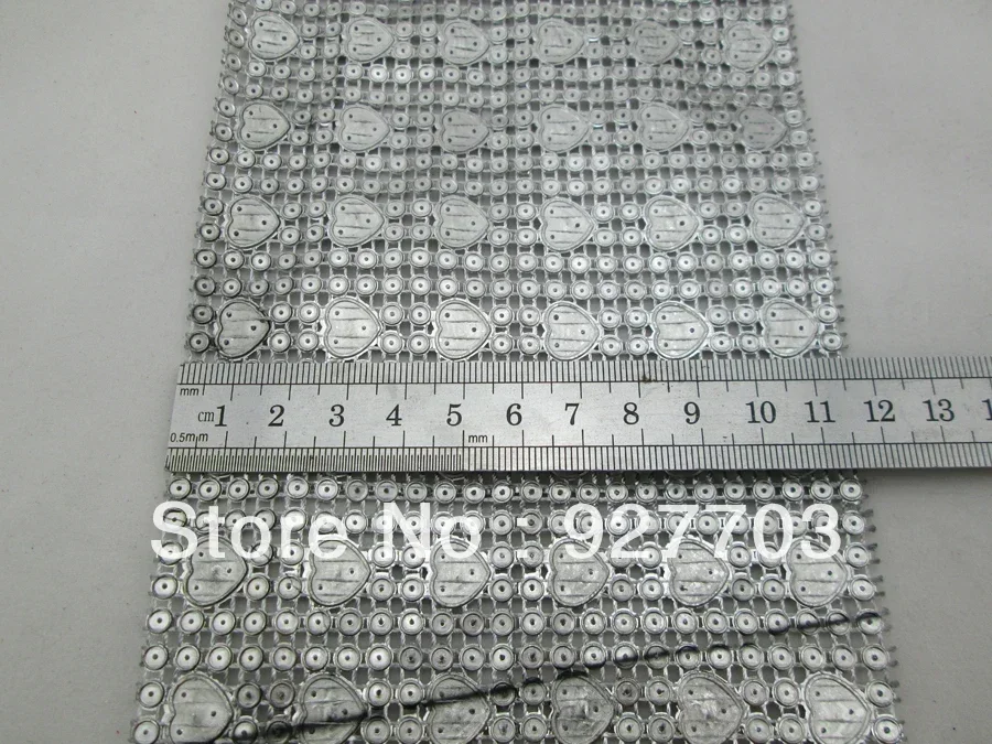 1yard Silver AB Heart Rhinestone Crystal Diamond Mesh Wrap Roll Ribbon