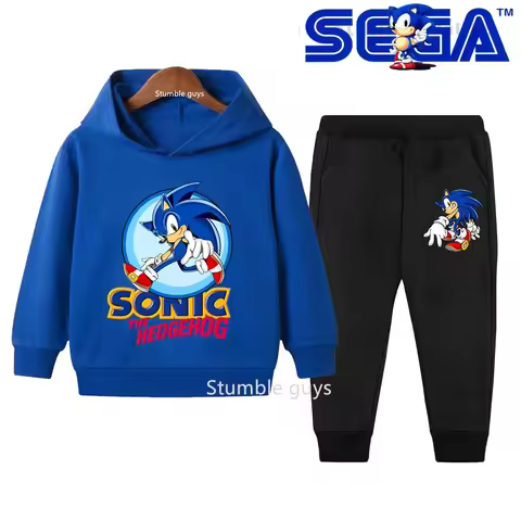 Sonic Kids Hoodie Set Autumn Winter Boys Clothes Girls Warm Casual Sweatshirt Trucksuit Urban Street Style Tee​