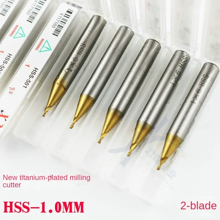 

New titanium coating endmill with 1.0 mm 2 teeth coated titanium hardened milling cutter 1.0 mm 2 blade twist drill