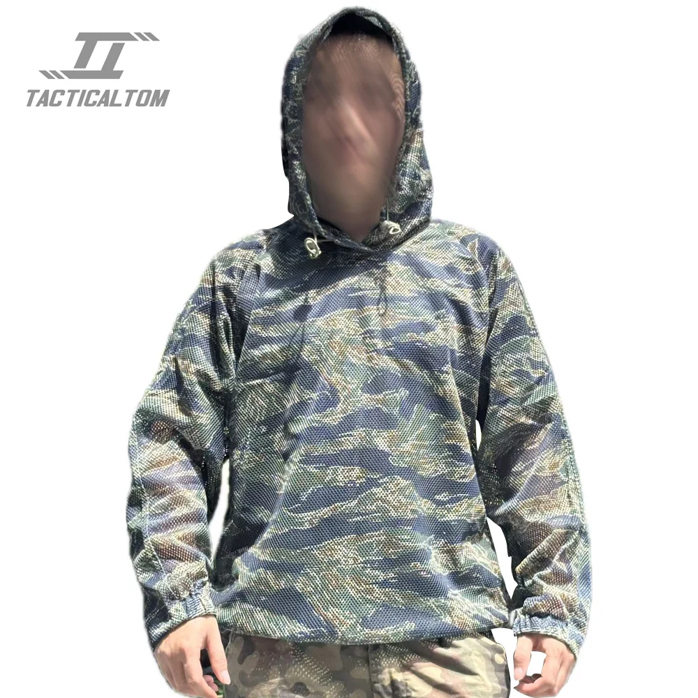 

Breathable mesh jungle tiger patch top with multi-color practical design for outdoor exploration, hiking, watching, casual daily