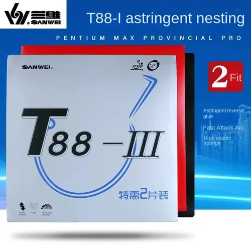 Imagen 2 del producto SANWEI T88 III (T88-3) Goma de tenis de mesa (medio pegajoso, bucle) con espinillas de esponja en goma de Ping Pong Original SANWEI