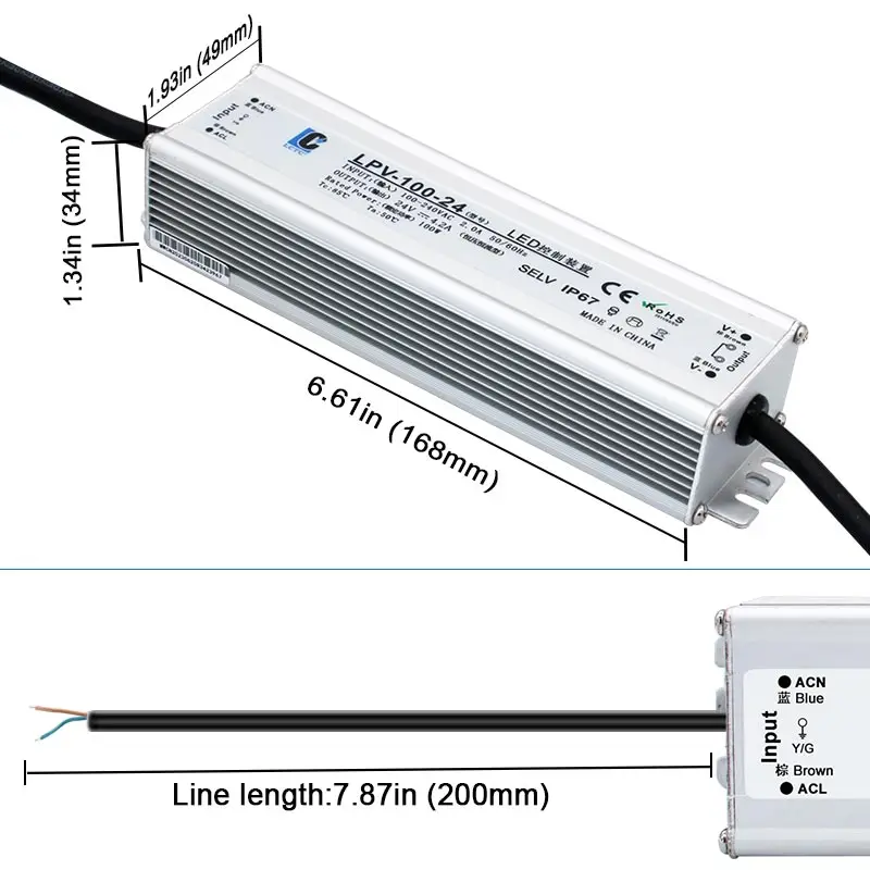 Waterproof Switching Power Supply LPV 100W 120W 150W AC-DC 5V 12V 15V 24V IP67 Constant Voltage LED Driver