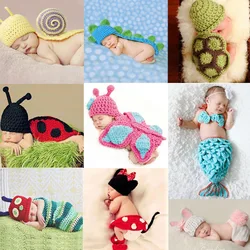 Pure Hand-knitted Baby Hat Children Cartoon Shooting Set Photography Props 100 Days Baby Photo Clothing