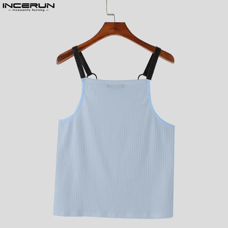 INCERUN Men Tank Tops Patchwork O-neck Sleeveless Summer Male Vests Streetwear 2024 Fitness Fashion Casual Men Clothing S-5XL