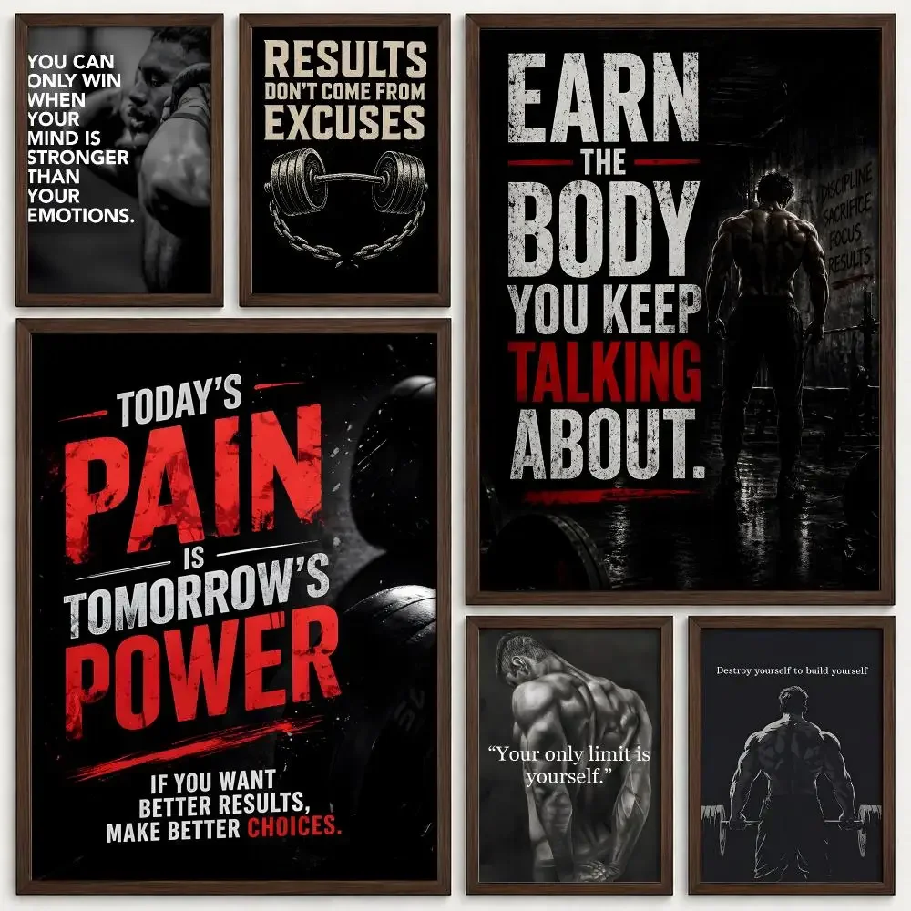 Muscle Motivation Inspirationa Bodybuilding Poster Self‑Adhesive Waterproof Coffee House Bar Wall Art Sticker Room Home Decor