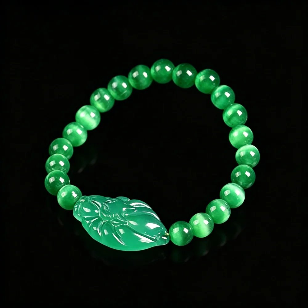 Natural Real Jade Fox Carved Bracelet Agate Bangle Luxury Gemstone Amulet Talisman Charm Accessories Jewelry Gifts for Women view 3