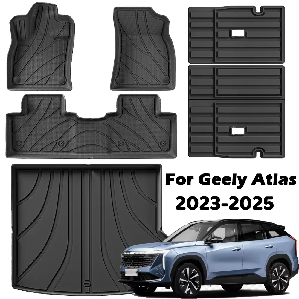 

For Geely Atlas 2023-2025 TPE Floor Mats,All Weather Waterproof Floor Liners Trunk Cargo Mats for Geely Boyue L Accessories